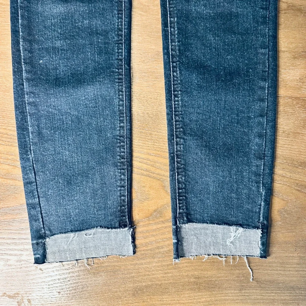 Topshop Moto‎ Jamie High Waist Skinny Jeans Dark Wash Raw Hem W28 L32